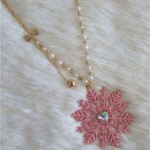 Betsey Johnson Pink Snowflake Necklace